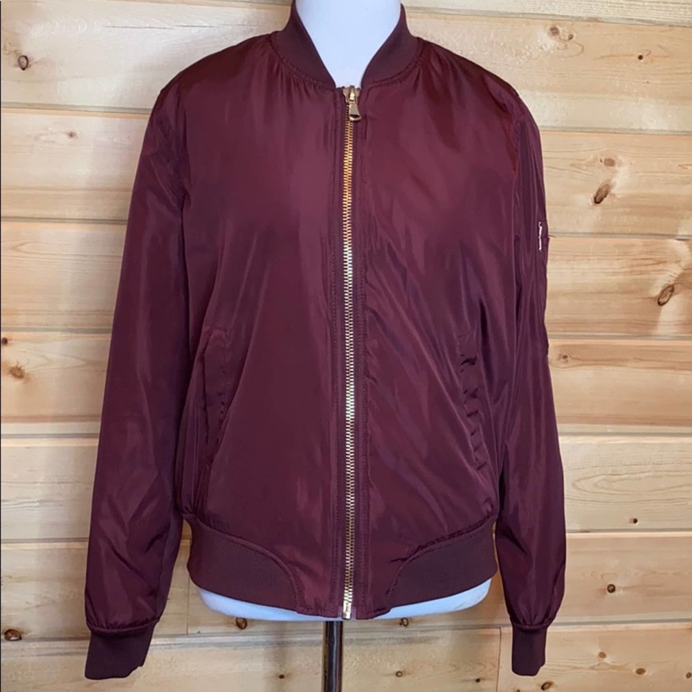 Forever 21 Maroon & Gold Bomber Jacket S